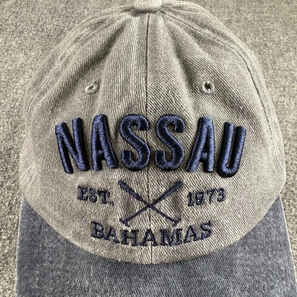 Nassau‎ Bahamas Baseball Cap Gray Blue Strapback Dad Hat Vacation Resort Beach